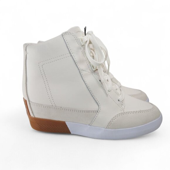 Sorel Out N About Hidden Wedge Leather Boots Women's 7 White / Gum NL4596-125 - Picture 4 of 12
